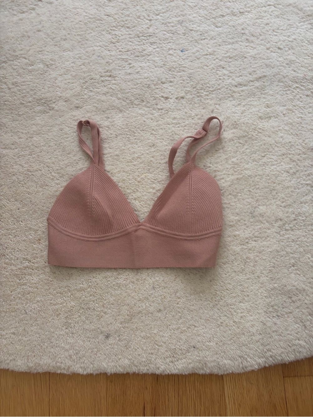 Jonathan Simkhai Ribbed Triangle Bralette in Dusty Rose